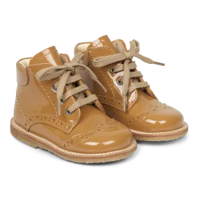 Angulus starter shoe laces ocher eerste loopschoen baby-schoen oker mosterd geel-bruin lak