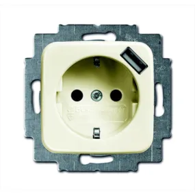 B-J SI USB wandkontaktdoos met ra inbouw creme