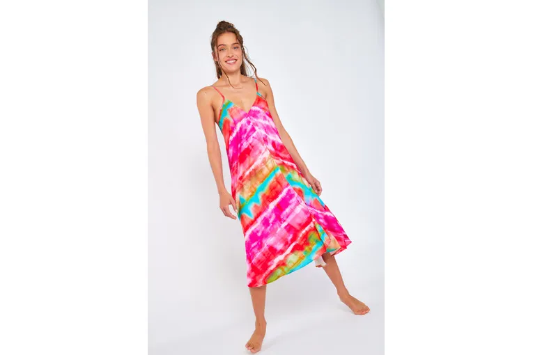 Banana Moon Oliana meridasilk jurk roze dames