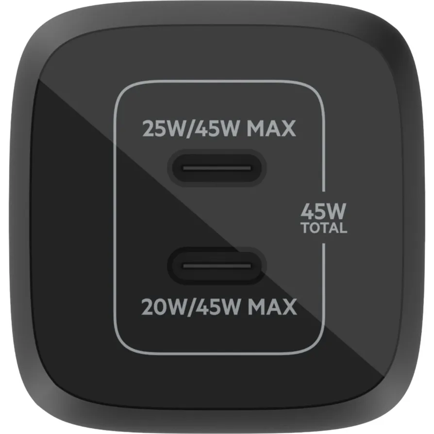 BELKIN BOOSTCHARGE PRO 2POORTS USBC GANWANDLADER MET PPS (45 W) (ZWART)