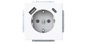 Busch Jaeger Future Linear Wandcontactdoos kinderveilig + 2x USB-Lader Studiowit 20 EUCB2USBAC-84