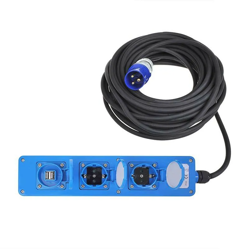 CEE 3WEG STEKKERDOOS 20M (2XSCHUKO + 1X2USB)