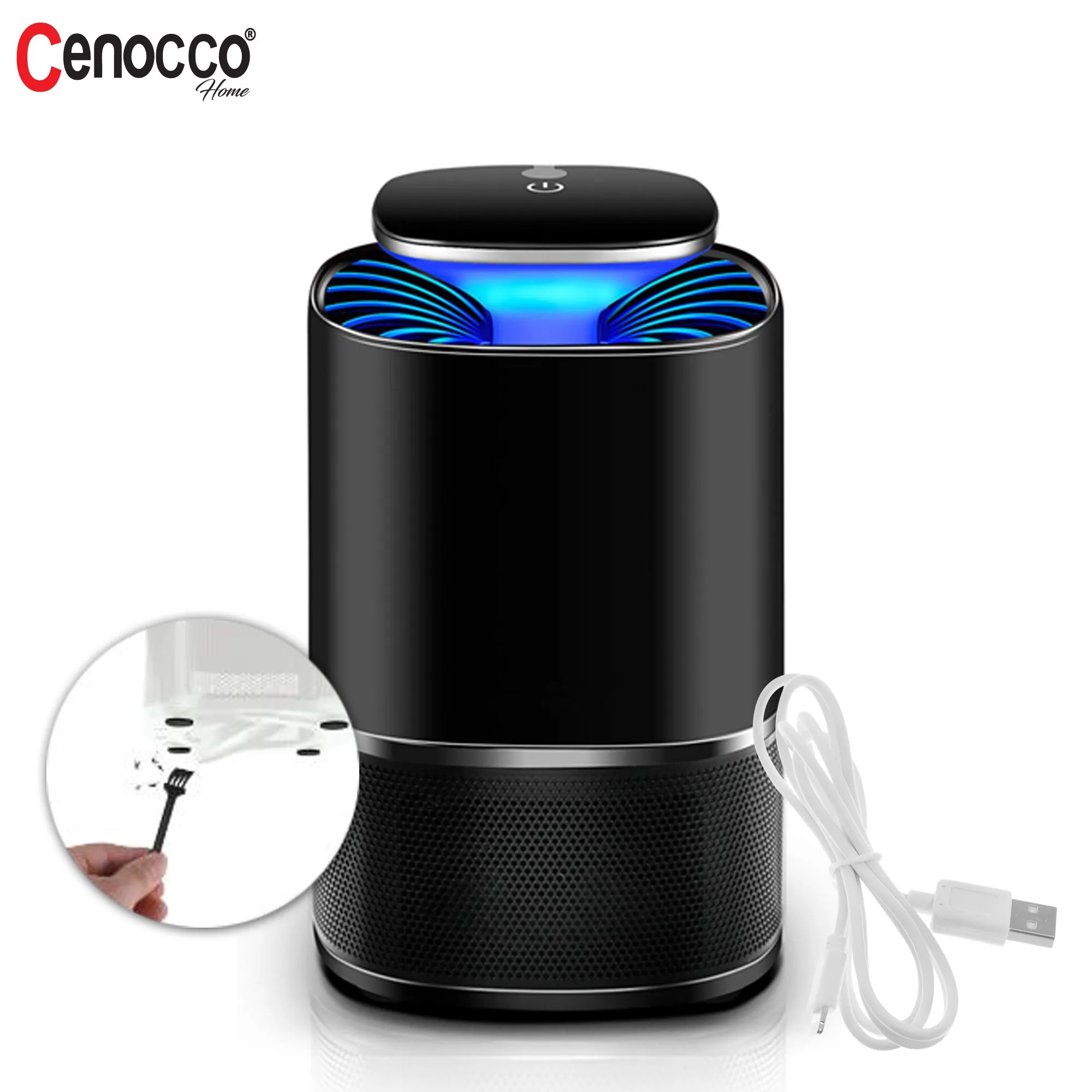 CENOCCO HOME CENOCCO USBAANGEDREVEN MUGGENMOORDENAARLAMP ZWART