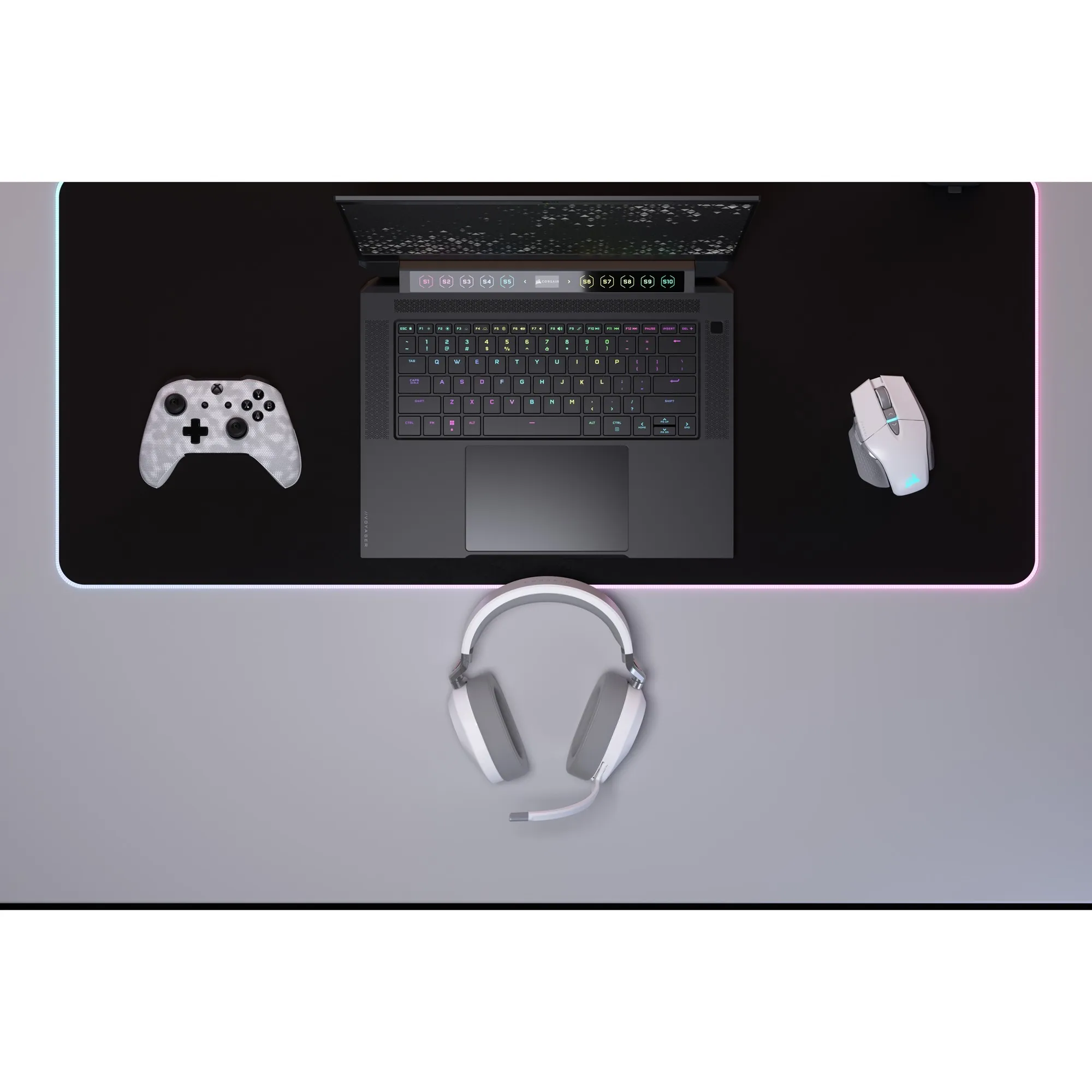 CORSAIR HS65 WIRELESS OVEREAR GAMING HEADSET (WIT, BLUETOOTH 5.2, 2,4 GHZ USB, PC, PLAYSTATION 5)