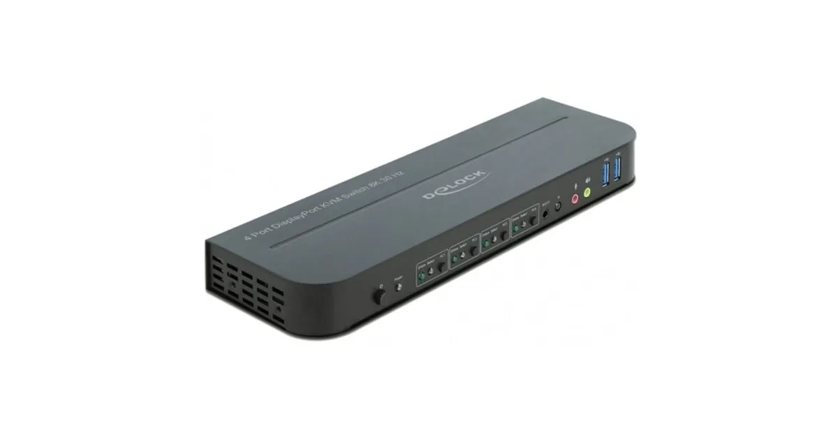 DELOCK DISPLAYPORT 1.4 KVM SWITCH KVMSWITCH (ZWART, 8K 30 HZ, USB 3.0, AUDIO)