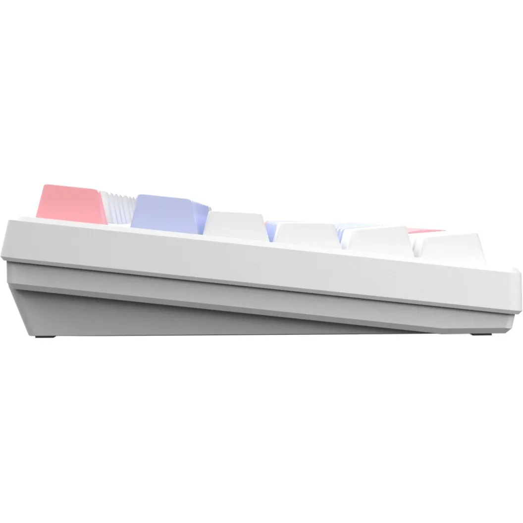 HELLOGANSS HS75T GC05, TOETSENBORD (WIT/LILA, US LAYOUT, GATERON YELLOW, 75%, RGB LEDS, PBT DOUBLESHOT KEYCAPS, HOT SWAP, 2,4 G