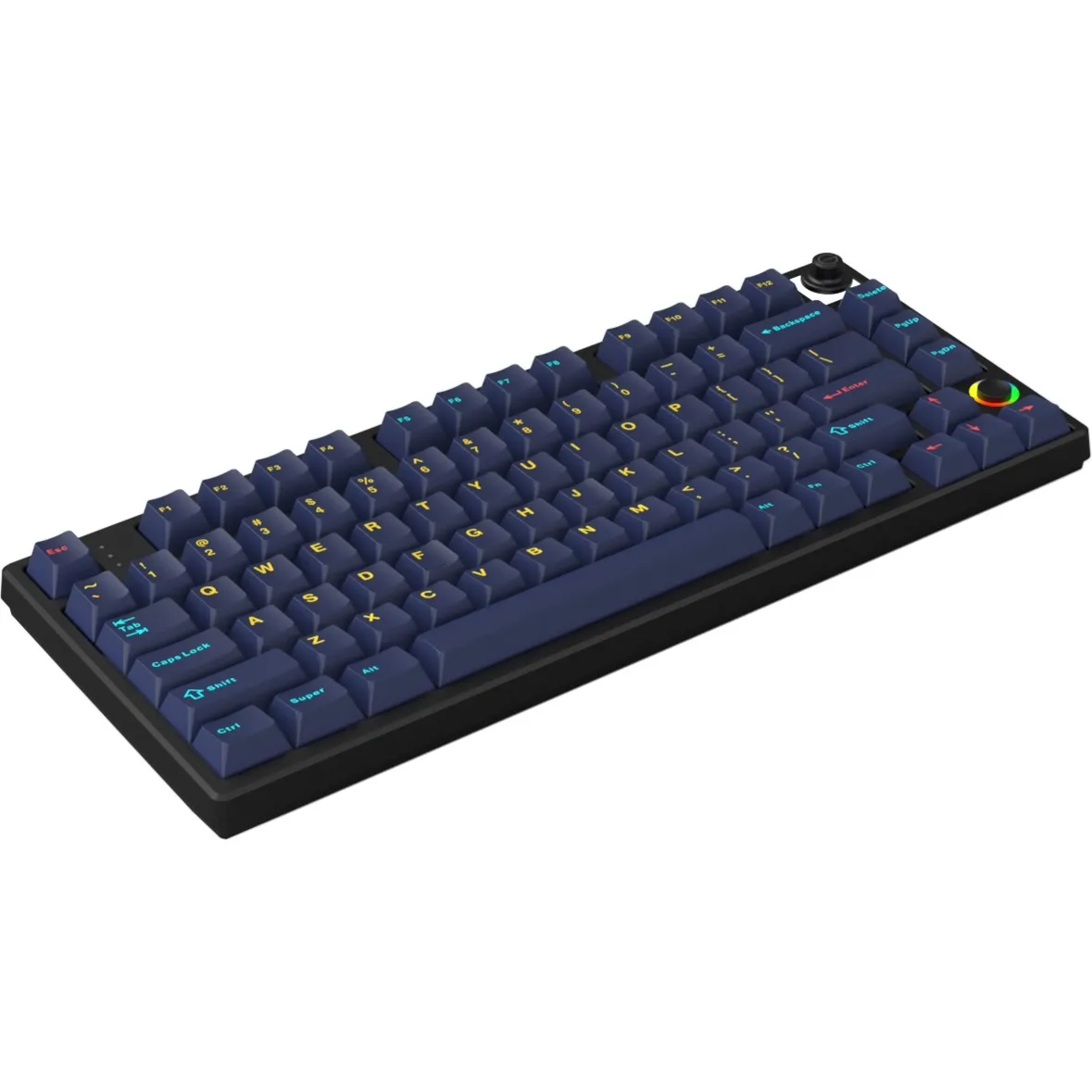 HELLOGANSS HS75T GC17, TOETSENBORD (ZWART/DONKERBLAUW, US LAYOUT, CHERRY MX SILENT RED, 75%, RGB LEDS, PBT DOUBLESHOT KEYCAPS, 