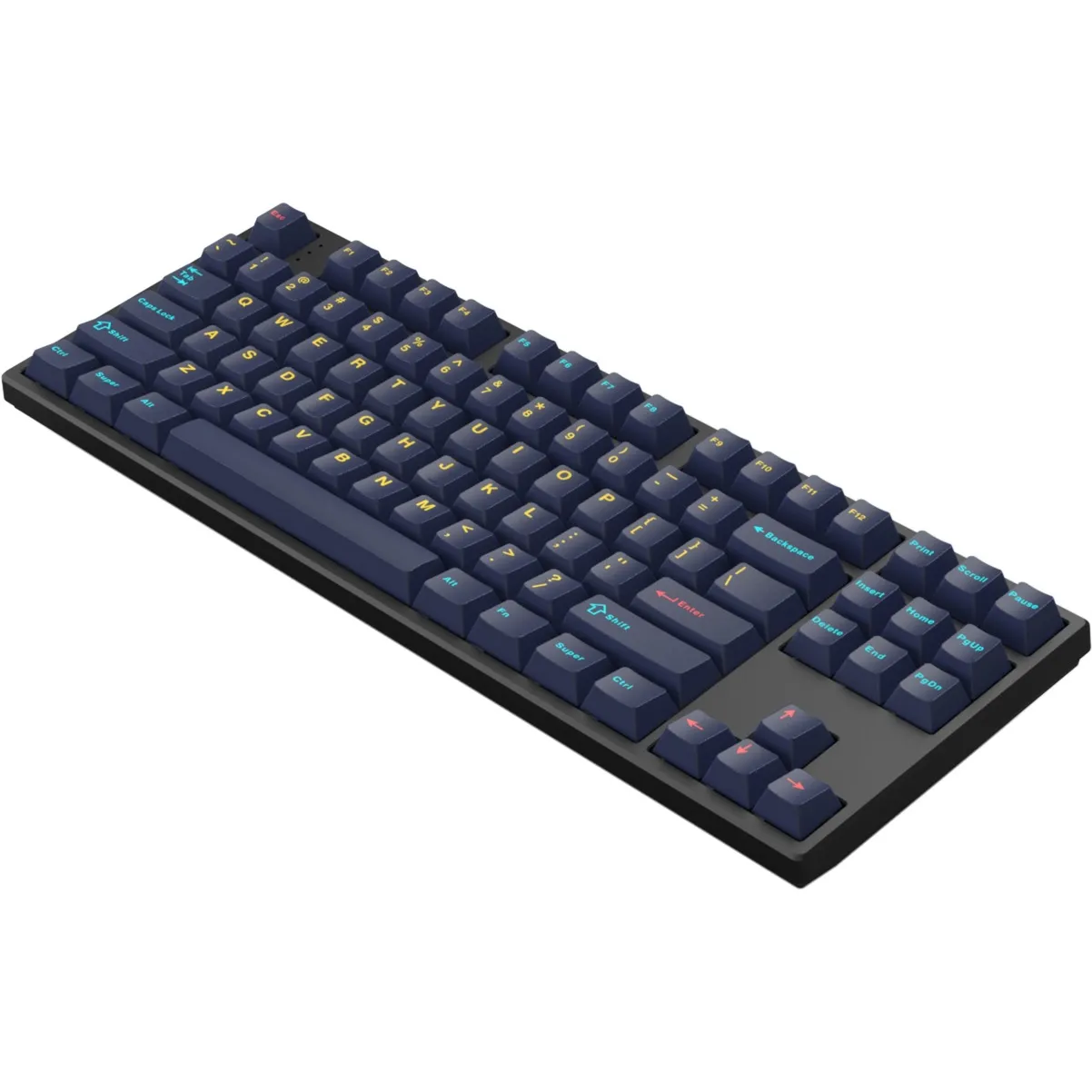 HELLOGANSS HS87T GC17, TOETSENBORD (ZWART/DONKERBLAUW, US LAYOUT, GATERON YELLOW, TKL, RGB LEDS, PBT DOUBLESHOT KEYCAPS, HOT SW