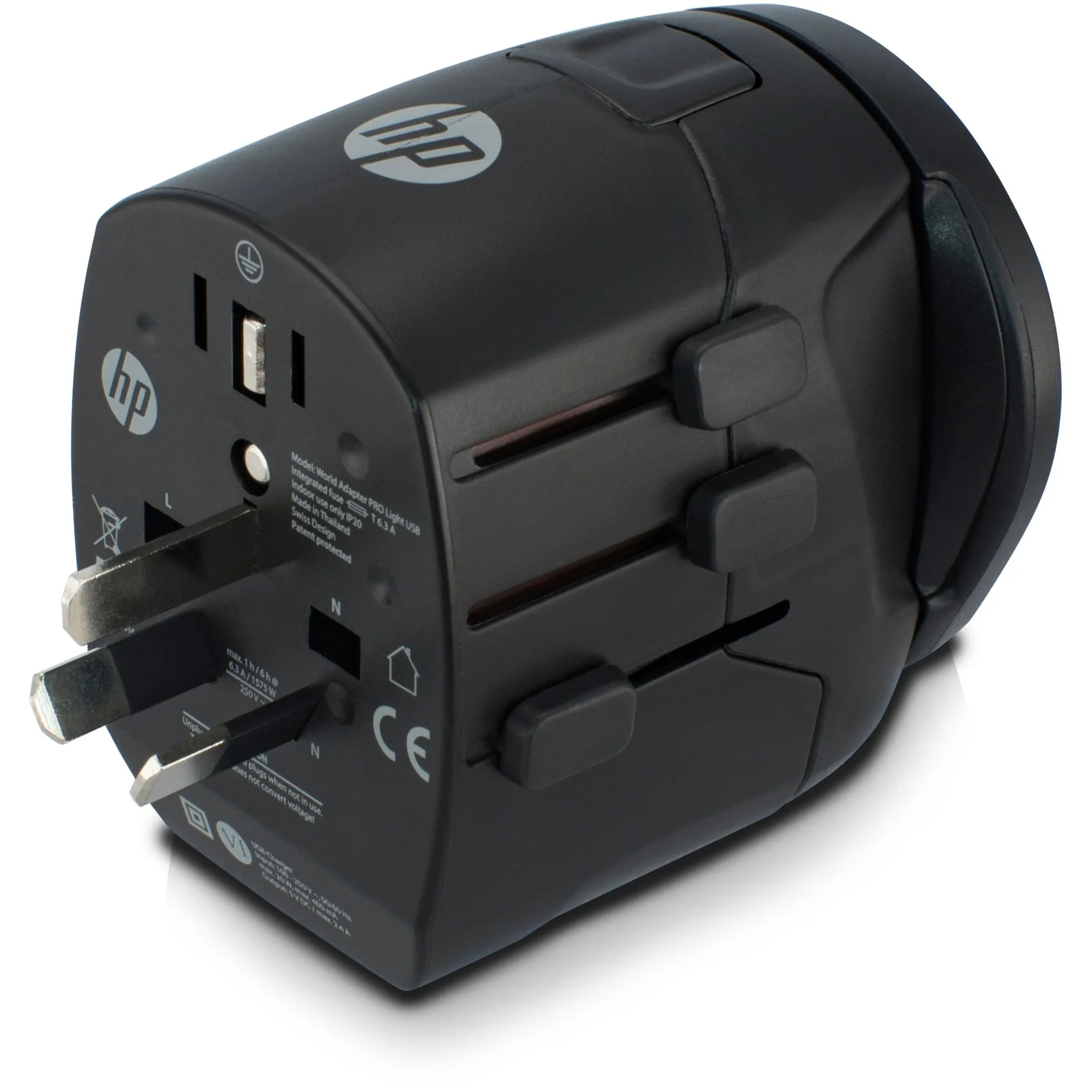 HP Reisadapter World Plug (Zwart, 2x USB)