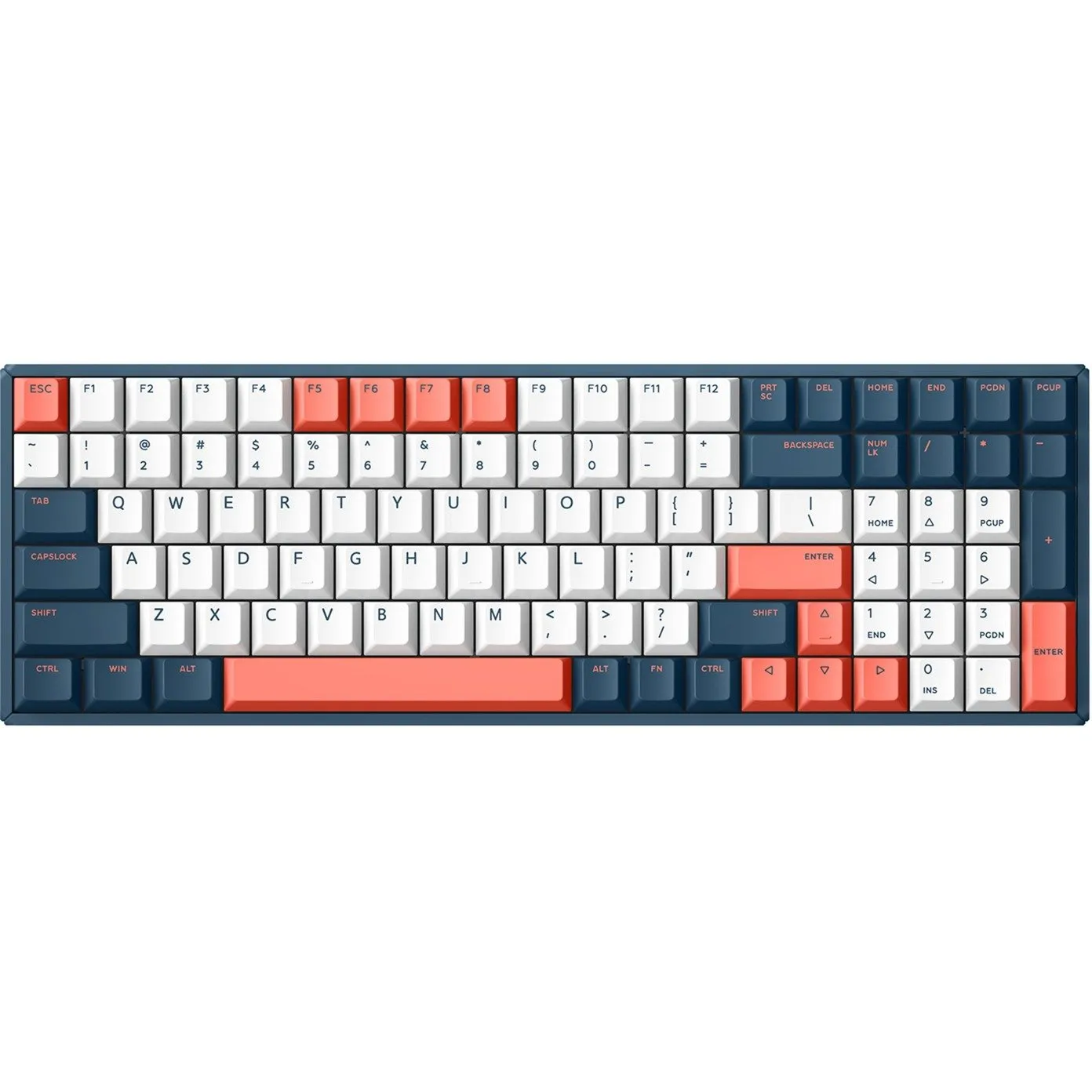 IQUNIX F97 CORAL SEA WIRELESS MECHANICAL KEYBOARD, GAMING TOETSENBORD (DONKERBLAUW/KORAAL, US LAYOUT, CHERRY MX BROWN, RGB LEDS