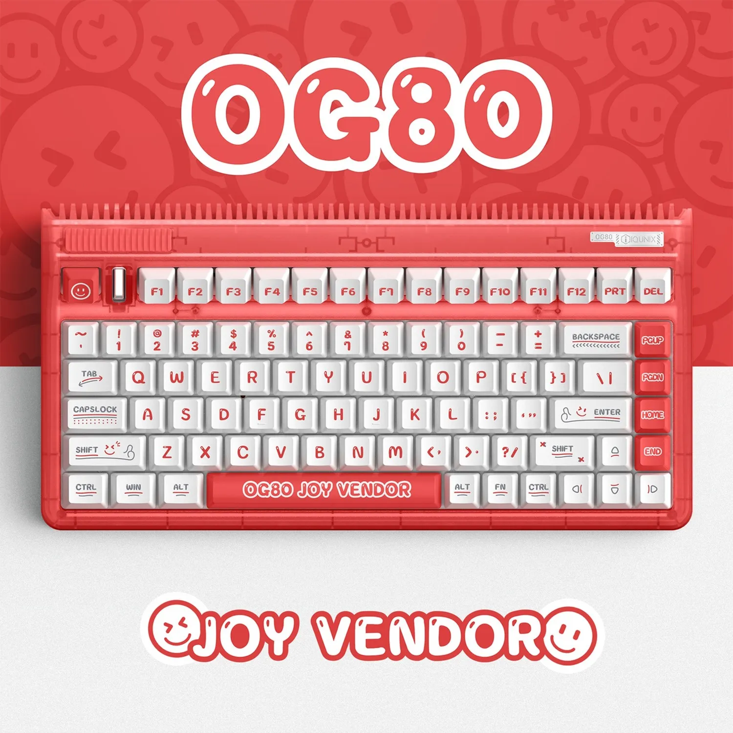 IQUNIX OG80 JOY VENDOR WIRELESS MECHANICAL KEYBOARD, GAMING TOETSENBORD (ROOD/WIT, US LAYOUT, CHERRY MX SILENT RED, RGB LEDS, 8
