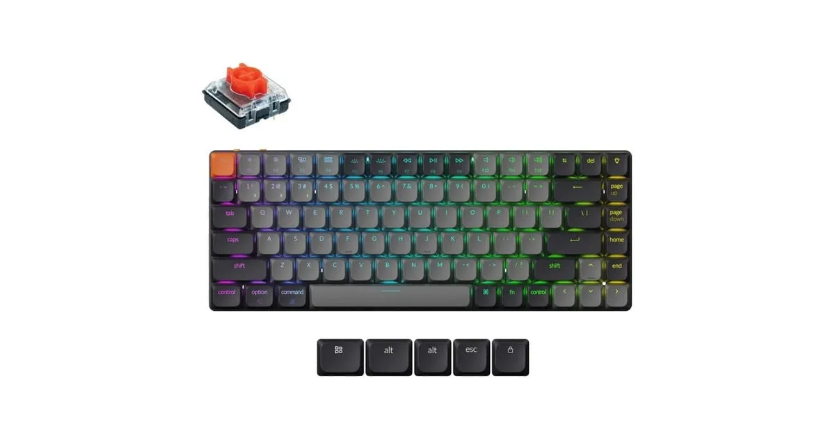 KEYCHRON K3XB1, TOETSENBORD (ZWART, US LAYOUT, KEYCHRON MECHANICAL RED, 75%, RGB LEDS, ABS KEYCAP, USBC | BLUETOOTH 5.2)