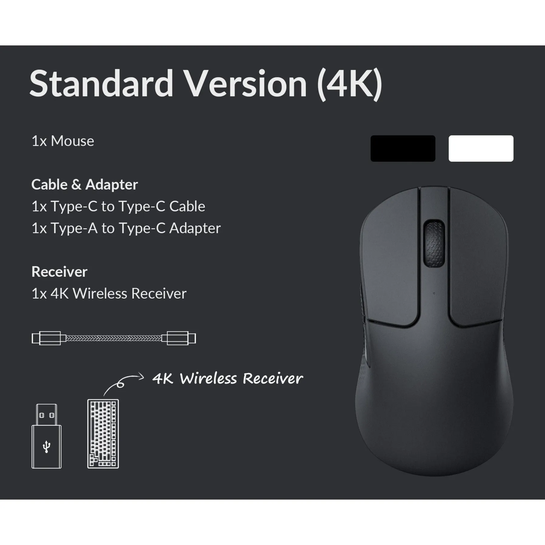 KEYCHRON M3 MINI WIRELESS 4KVERSION GAMING MUIS (ZWART, 100  26000 DPI, USBC / BLUETOOTH 5.1 / 2.4 GHZ)