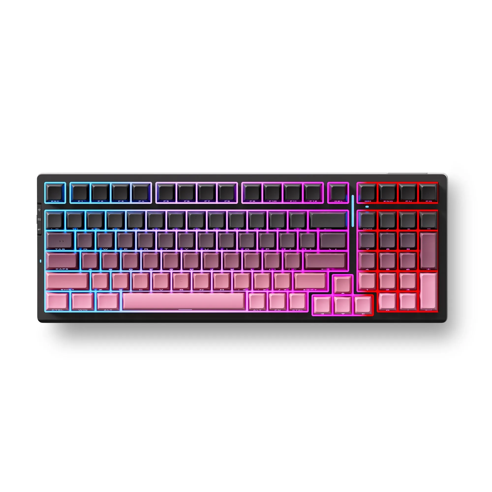 MCHOSE G98 PRO BLACK PINK FLAME ORANGE WIRELESS TRIMODE CUSTOM MECHANICAL, GAMING TOETSENBORD (ZWART/PINK (ROZE), US LAYOUT, T