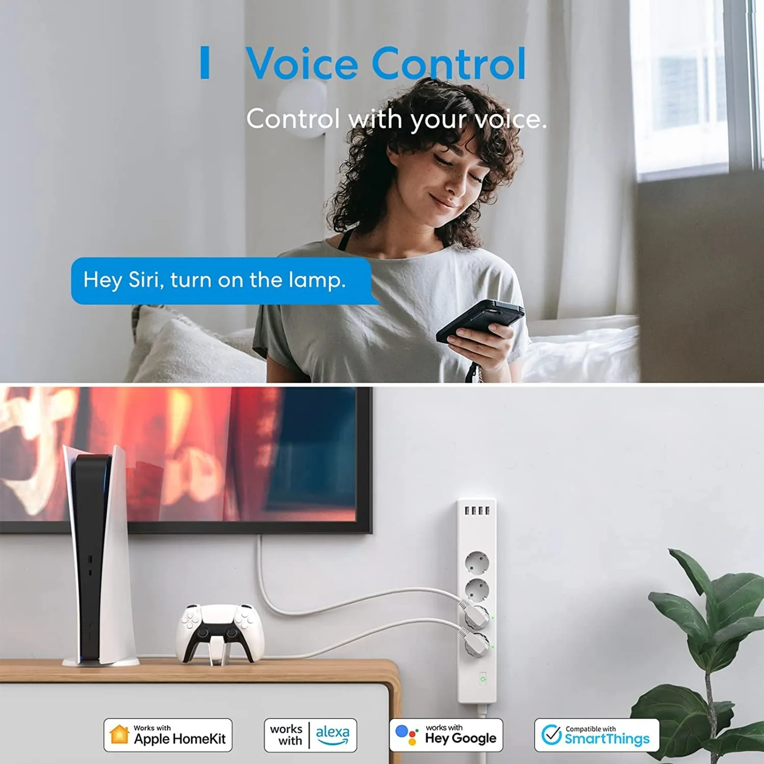 MEROSS MSS425F SMART WIFI SURGE PROTECTOR SCHAKEL STEKKERDOOS (WIT, USB, WIFI)