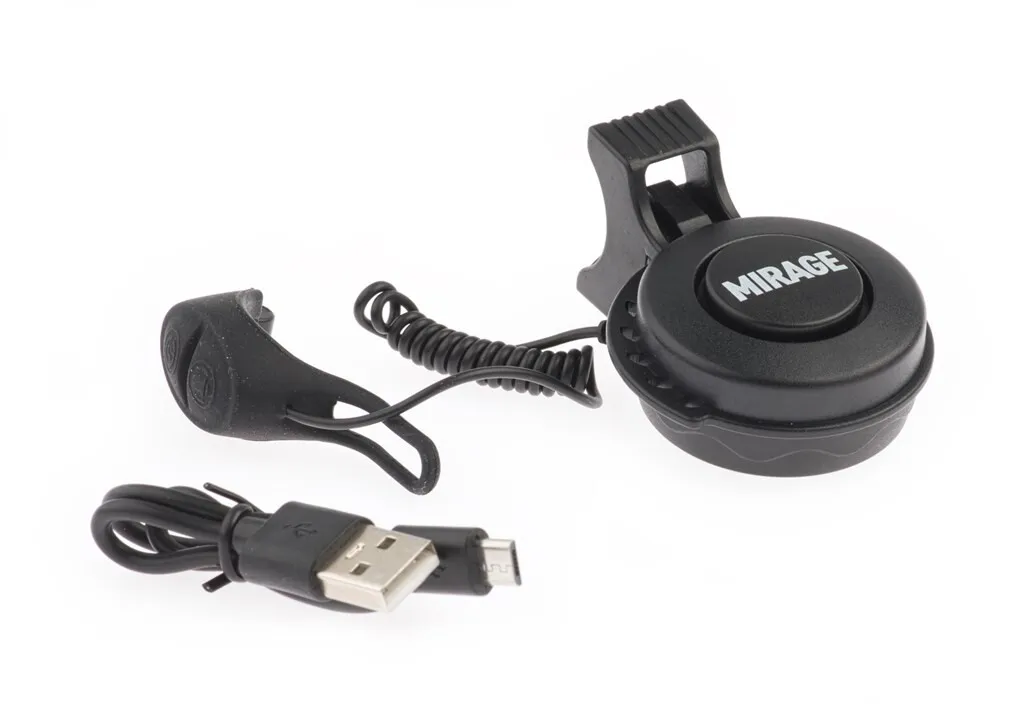 MIRAGE EBIKE HORN ZWART, 80~90DB, USB OPLAADBAAR