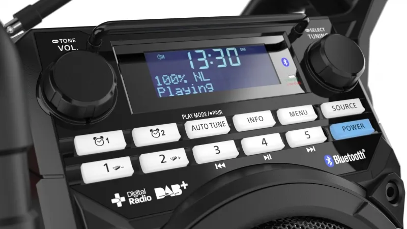 PerfectPro TEAMPLAYER Bouw Radio | Netstroom | Bluetooth | FM / DAB+ | USB