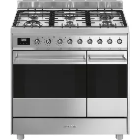 SMEG C92GPX9 FORNUIS 90 X 60 X 90 - 5 BRANDERS GAS - 2  OVENS - ENERGIEKLASSE A