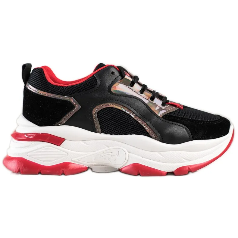 SNEAKERS OP HET FASHIONPLATFORM ZWART ROOD