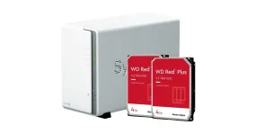 Synology DiskStation DS223j incl. 2x WD Red Plus 4 TB harde schijf nas (Wit, 2x USB 3.2 Gen 1)