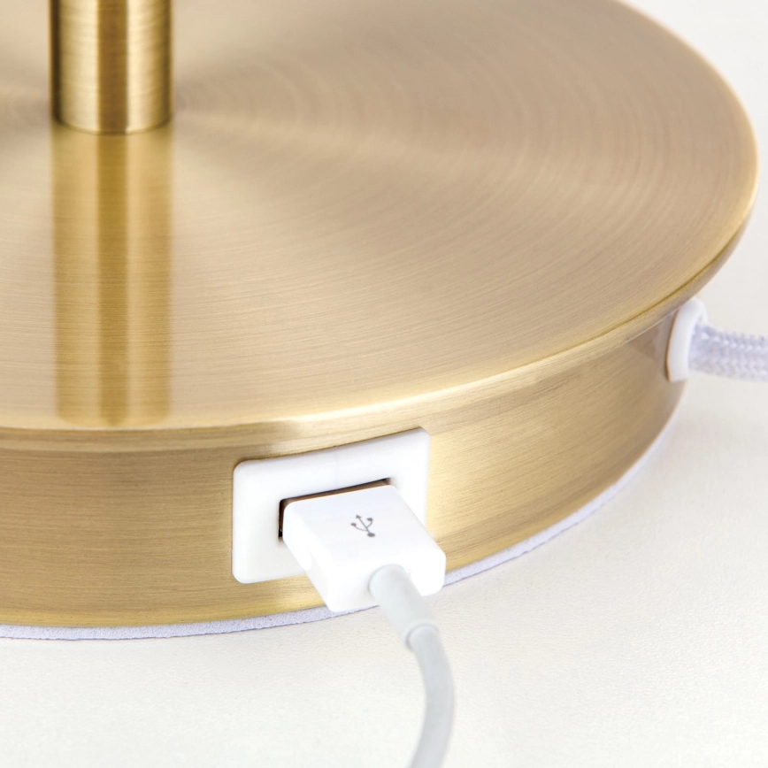 TAFELLAMP MET USBPOORT LUDWIG 1XE27/40W/230V 50 CM WIT/GOUD
